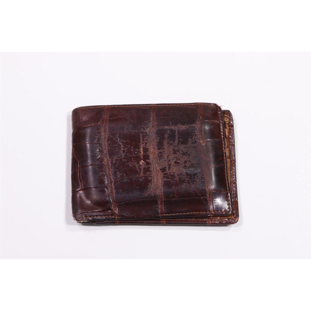 Bosca Genuine American Alligator Brown Bifold Wallet Made in Italy